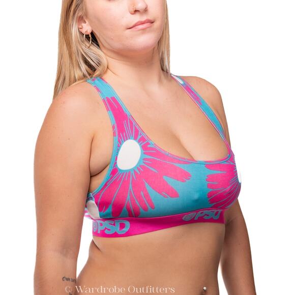 PSD Pink Daisy Daze Pop Racerback Sports Bra - Picture 3 of 5